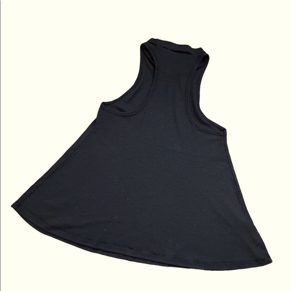 Free People Black Ribbed Mock Neck Razorback Flare Bottom Tank - Picture 5 of 7